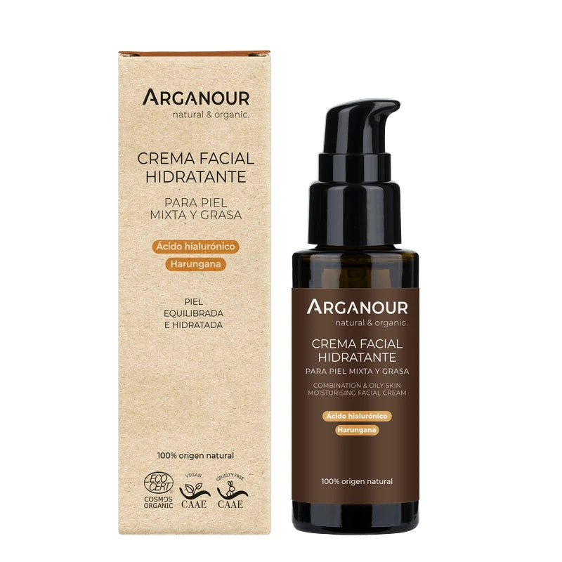 crema hidratante para piel grasa y mixta caja arganour